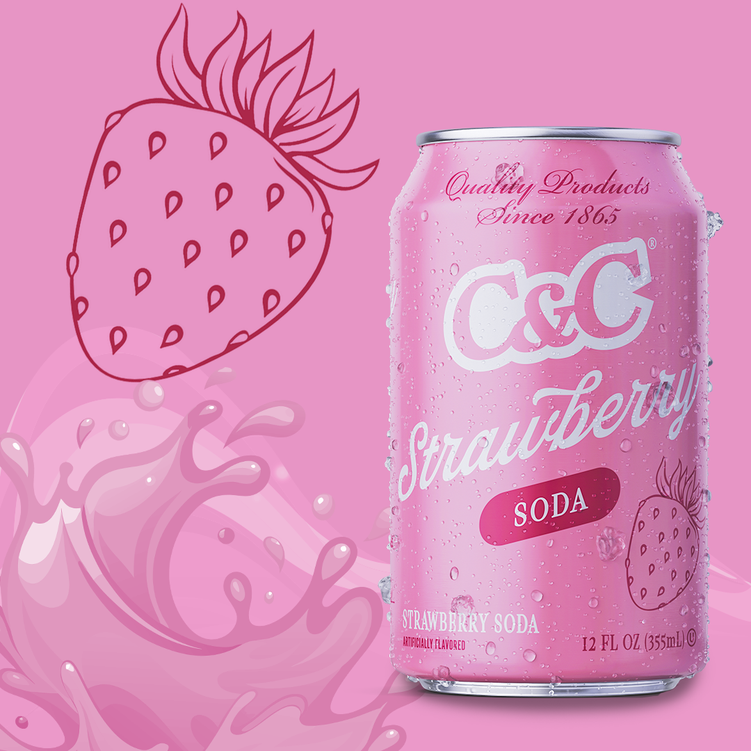 C&C STRAWBERRY - Bebida gasificada sabor a fresa